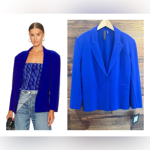 Norma Kamali Jackets & Blazers - Norma Kamali Single Breasted Straight Fit Jacket in Cobalt